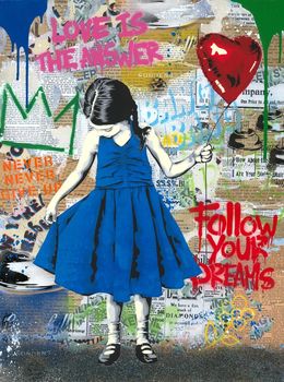 Gemälde, Beautiful Girl - Follow your Dreams (Blue), Mr Brainwash