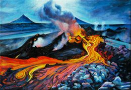 Painting, Eruption volcanique, Lionel le Jeune