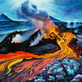 Painting, Eruption volcanique, Lionel le Jeune