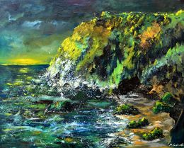 Painting, Irish cliffs, Pol Ledent