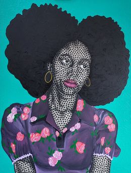 Pintura, Marylynne - 21st Century, Contemporary, Figurative Portrait, Africa Women Hair, Makama John