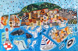 Painting, Sete harbor, Mike Jacobs