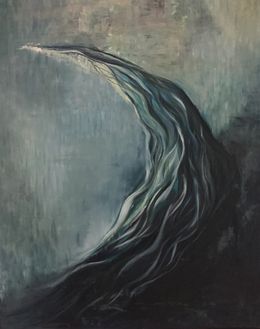 Painting, The moon split in two, Elizabeth Hefty-Khoury