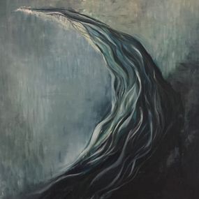 Painting, The moon split in two, Elizabeth Hefty-Khoury