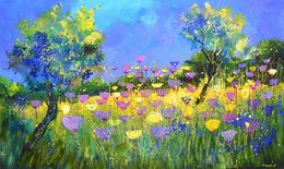 Painting, Wild yellow flowers, Pol Ledent