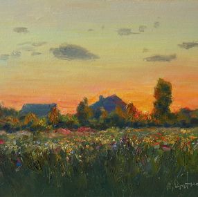 Painting, Sunset Over The Meadow, Nikolay Dmitriev