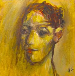 Gemälde, Visage homme - jaune, Ivan Tzonev