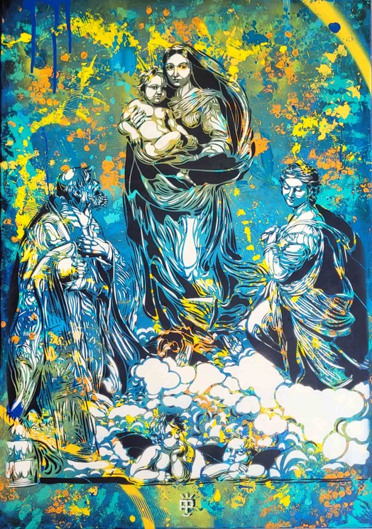 Alexandre Petrus, La madone, Pittura su stoffa