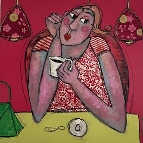 Peinture, Le moment du petit café, Patricia Simsa