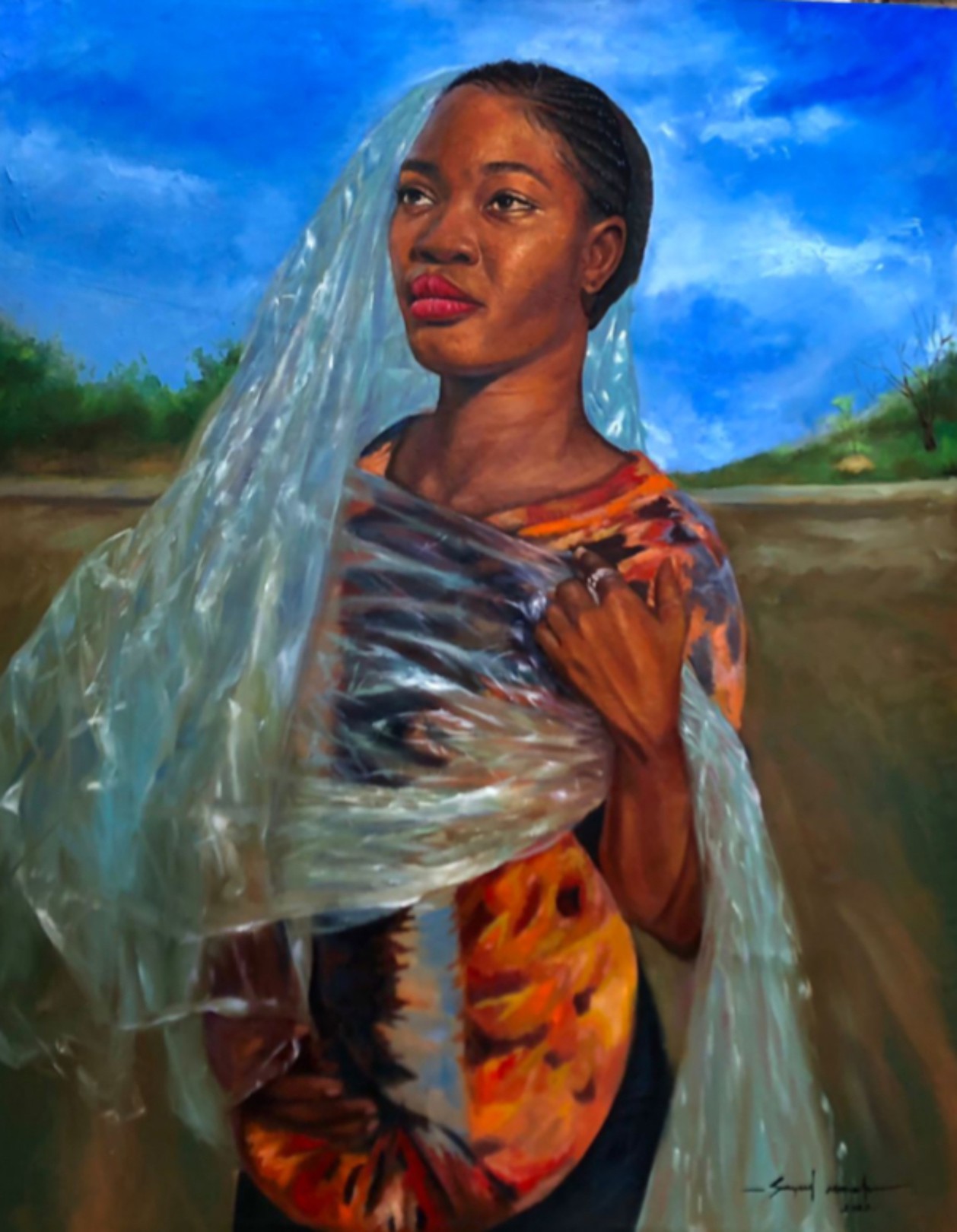 Sayeed Momoh, Kyalli (Glitter) - 21st Century, Expressionist, Figurative Portrait, Oil, Women Sayeed Momoh, Kyalli (Glitter) - 21st Century, Expressionist, Figurative Portrait, Oil, Women