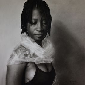 Dibujo, Allow Me - 21st Century, Contemporary, Figurative Portrait, Black and White, Love, Sayeed Momoh