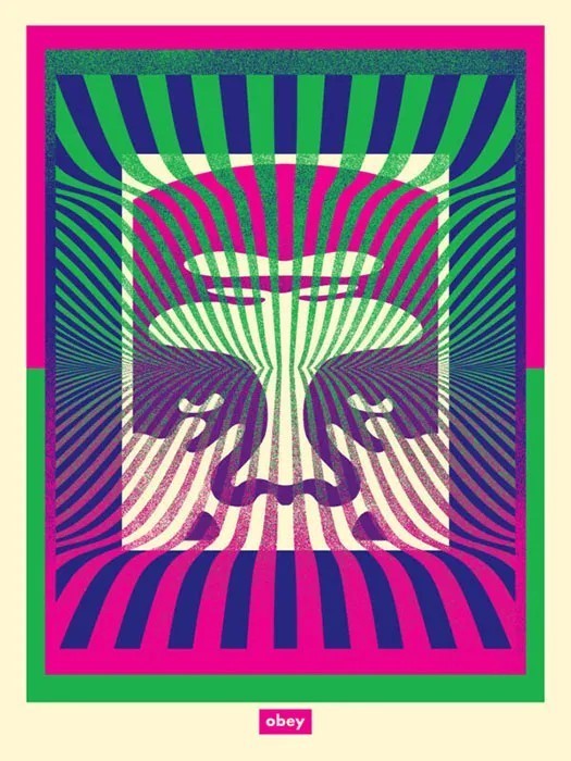 Shepard Fairey (Obey), OP-Art Icon - Green Gradient Shepard Fairey (Obey), OP-Art Icon - Green Gradient