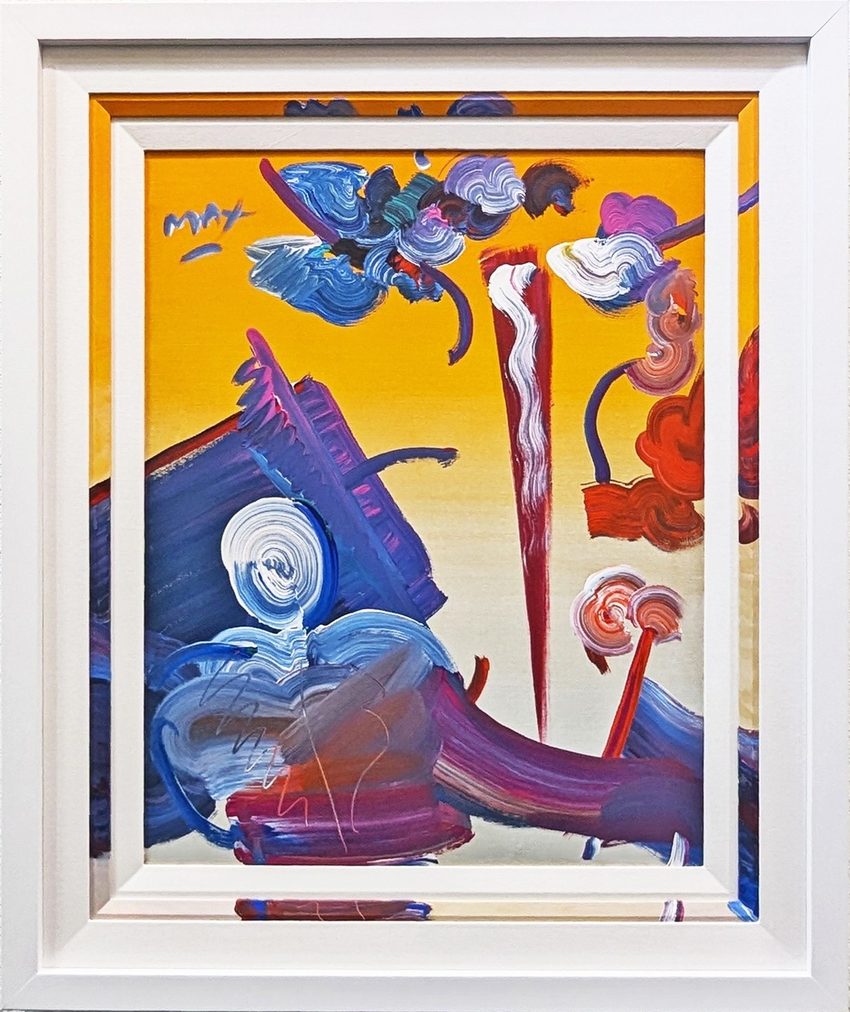 Peter Max, Sage Abstract (Custom framed original painting) Peter Max, Sage Abstract (Custom framed original painting)