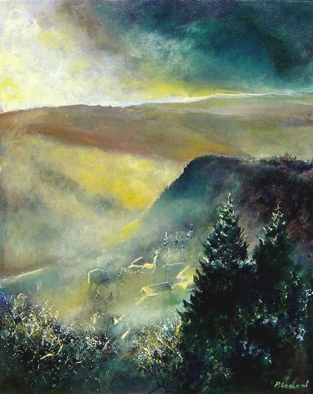 Pol Ledent, Misty morning in the valley Pol Ledent, Misty morning in the valley