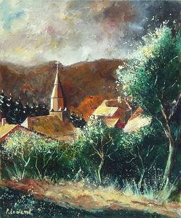 Painting, Little village, Pol Ledent