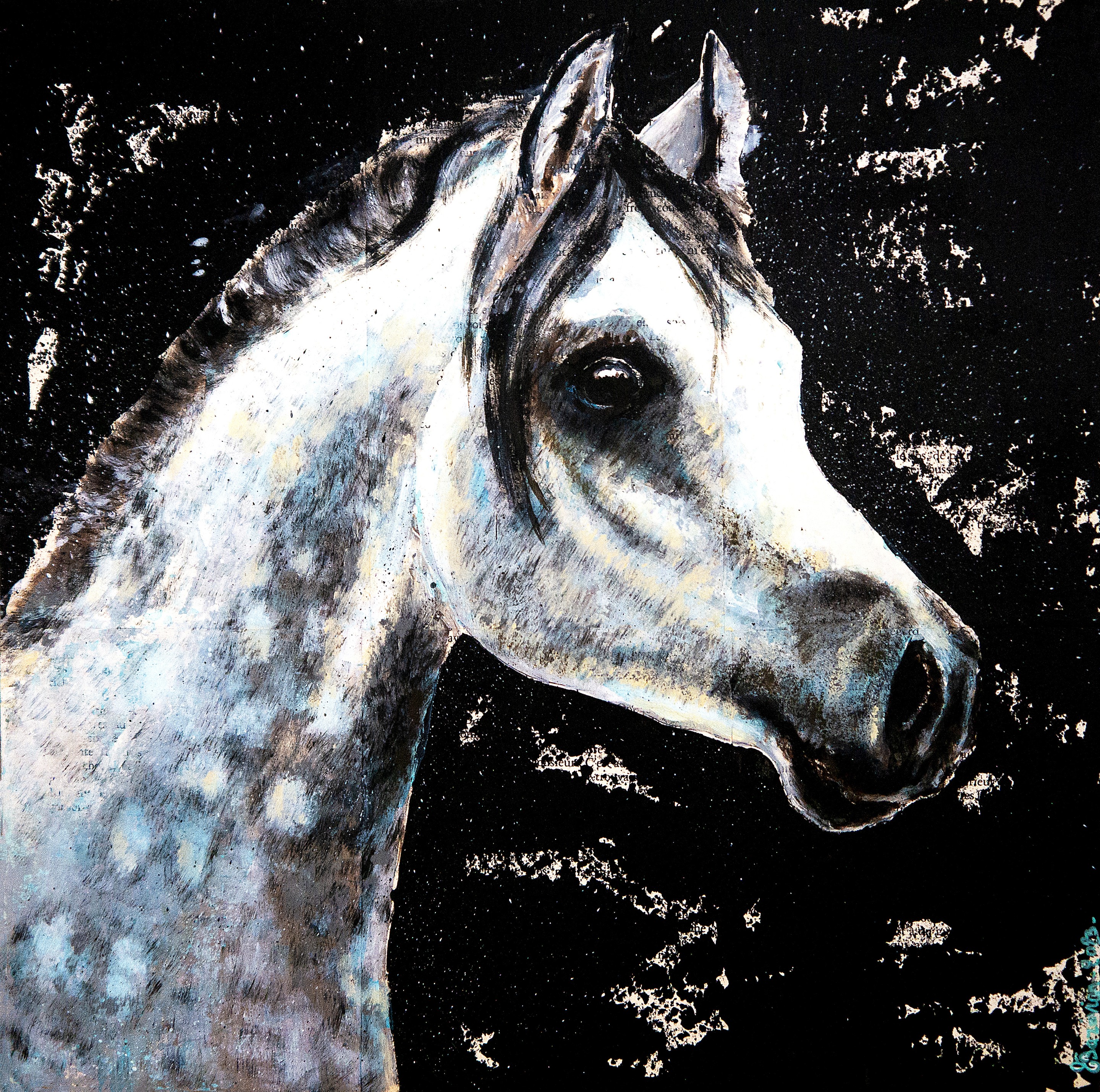Bazévian Delacapucinière, French School White Horse - Impressionist NSWE Bazévian Delacapucinière, French School White Horse - Impressionist NSWE