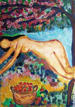 Pintura, Woman under an apple tree, Natalya Mougenot