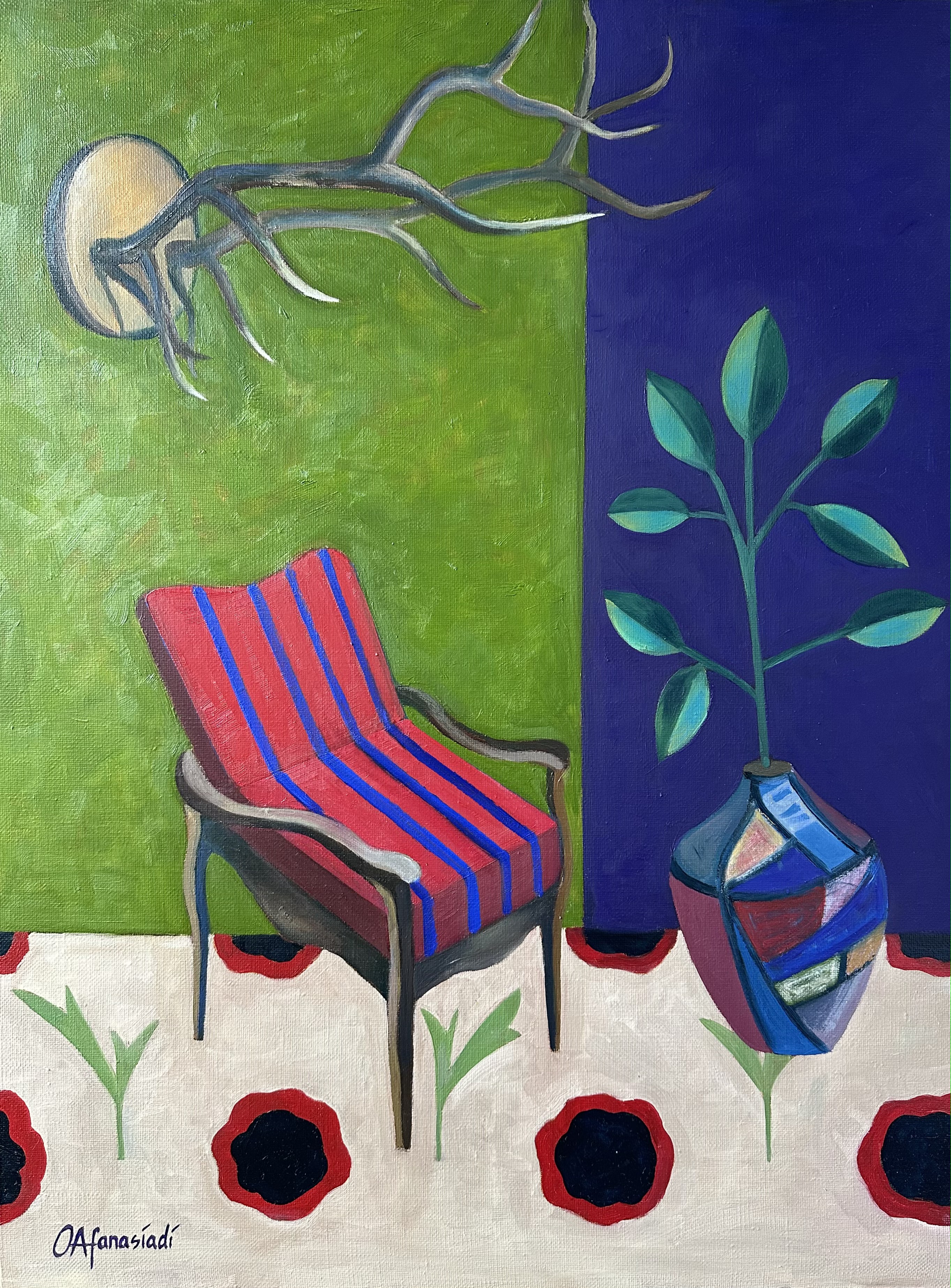 Olga Afanasiadi, Interior with red armchair Olga Afanasiadi, Interior with red armchair