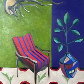 Painting, Interior with red armchair, Olga Afanasiadi