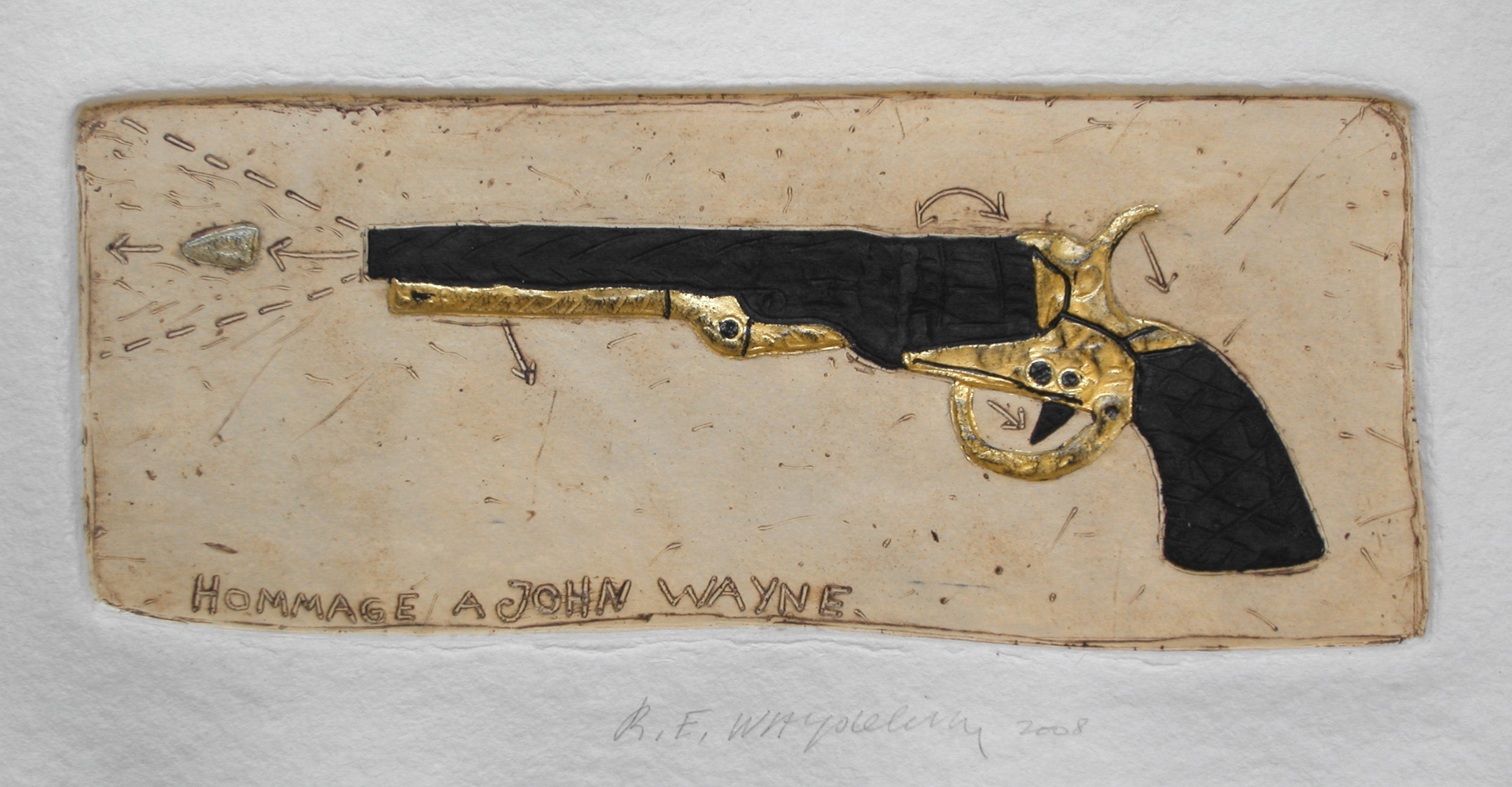 Raymond Waydelich, Hommage à John Wayne, aquagravure originale Raymond Waydelich, Hommage à John Wayne, aquagravure originale