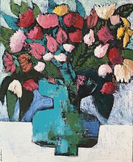 Peinture, Bouquet au Vase Bleu, Sophie Gardin