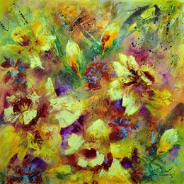 Pintura, Blooming Symphony: A Dazzling Daffodil Dance, Vera Hoi