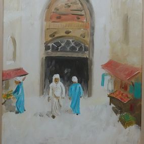 Peinture, Porte à Marrakech, J Paul