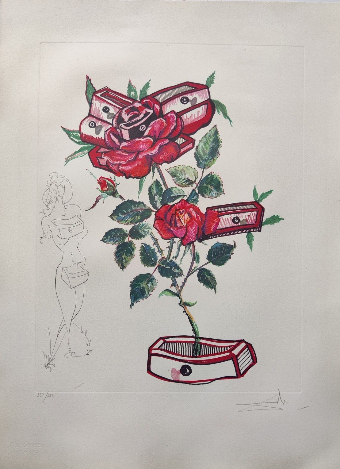 Salvador Dali, Rose + Drawers from Surrealist Flowers, Florals Salvador Dali, Rose + Drawers from Surrealist Flowers, Florals