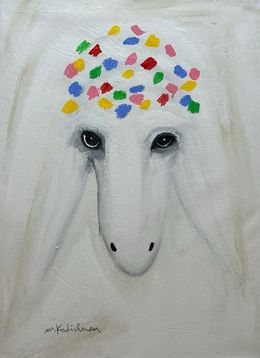 Pintura, Large Sheep White Eyes and Ctown, Menashe Kadishman