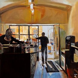 Peinture, Yellow café Aix, Pierre Riollet