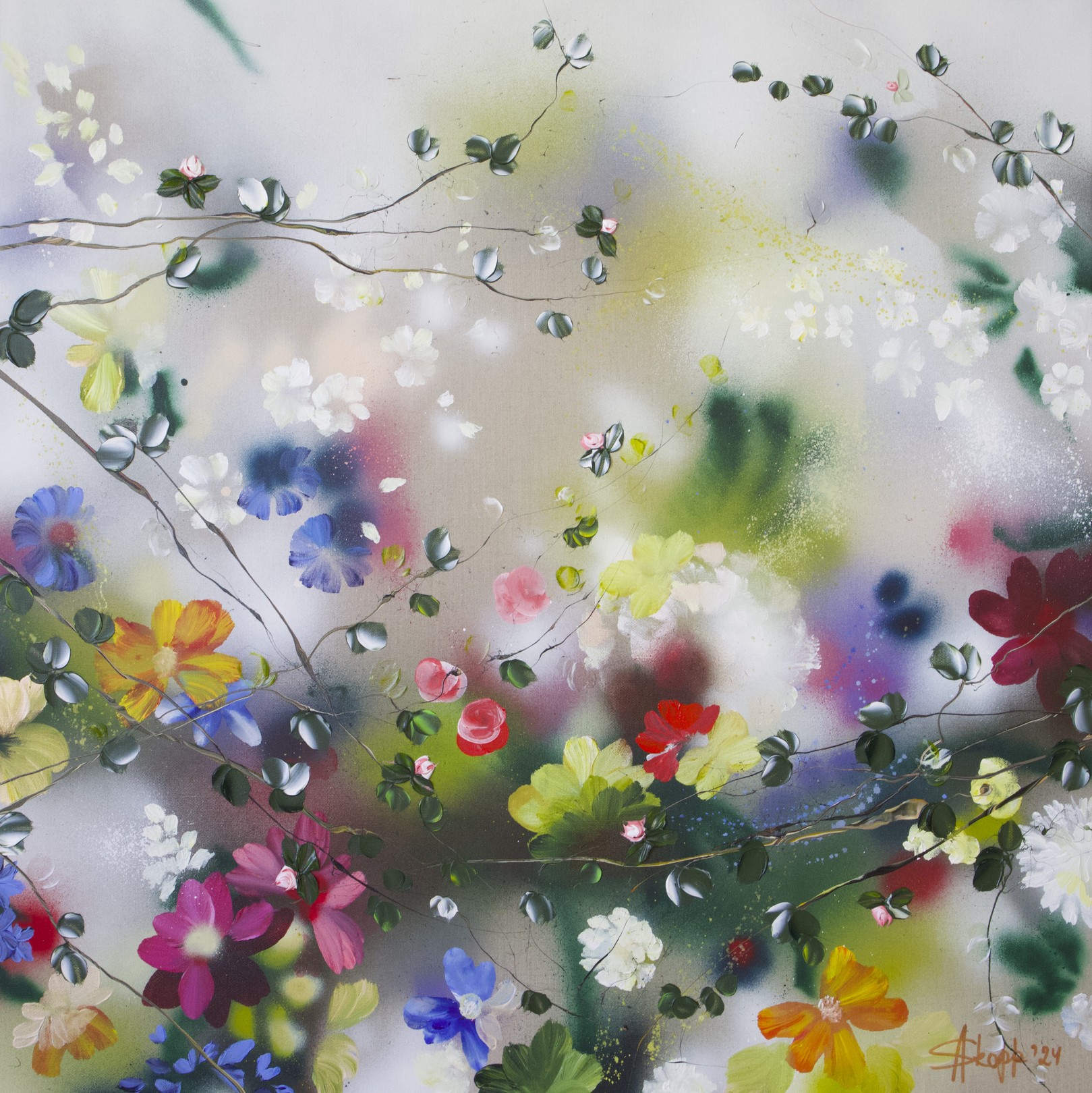 Anastassia Skopp, Kaori - floral colorful original art Anastassia Skopp, Kaori - floral colorful original art
