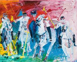 Peinture, Polo - Horse painting, Oswin Gesselli