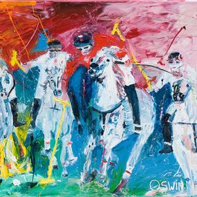 Peinture, Polo - Horse painting, Oswin Gesselli