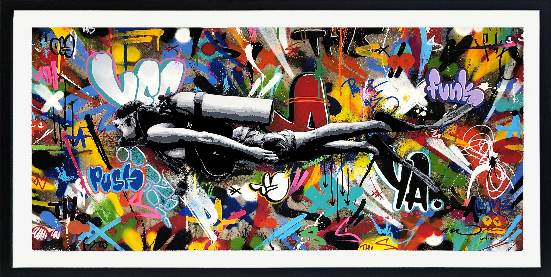 Martin Whatson, Scuba Diver (Large Framed Screen Print) Martin Whatson, Scuba Diver (Large Framed Screen Print)