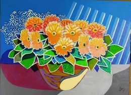 Painting, Vase of Gerberas, Gerardo La Porta