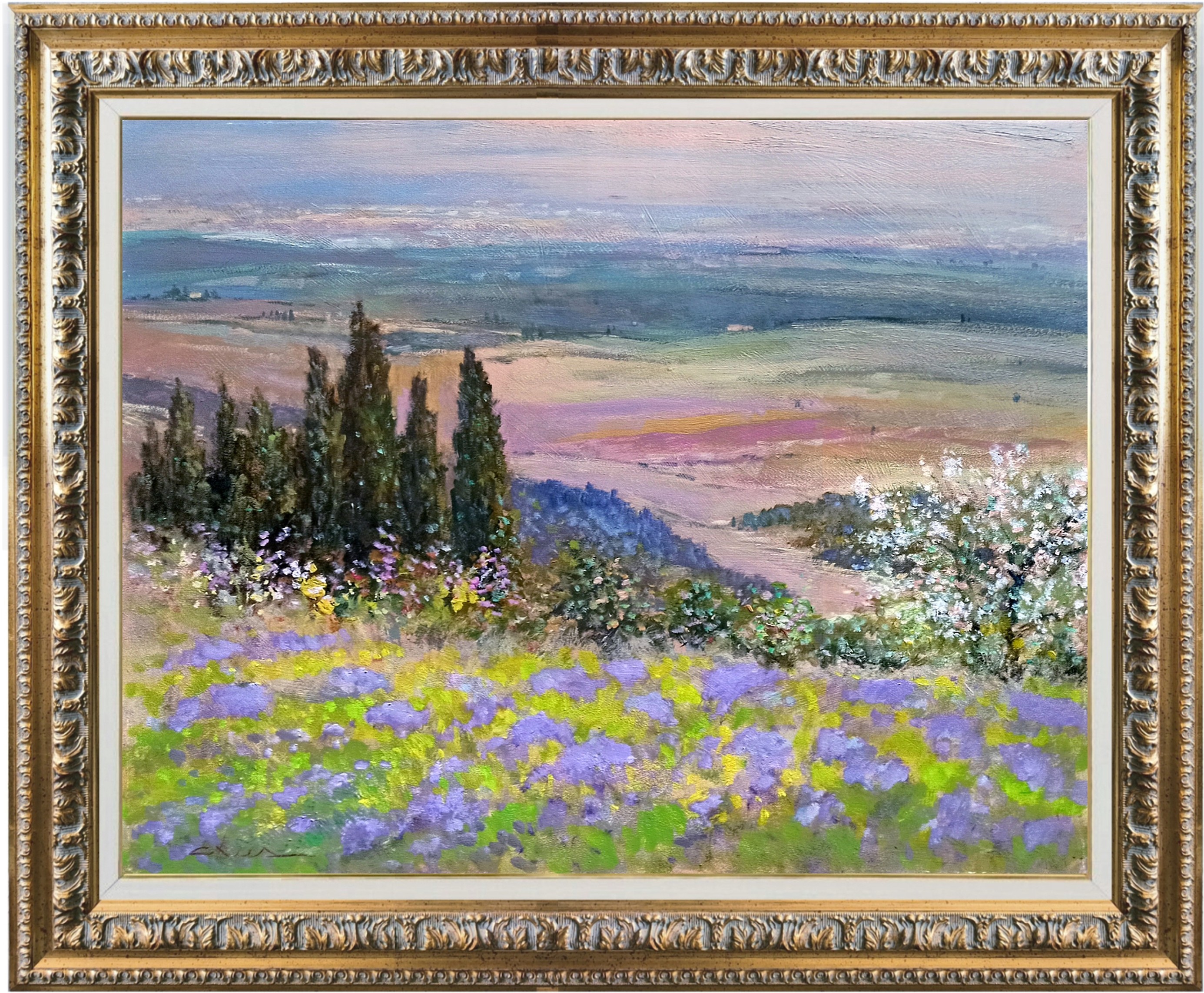 Biagio Chiesi, Spring colors landscape n°1 - Tuscany painting & frame Biagio Chiesi, Spring colors landscape n°1 - Tuscany painting & frame