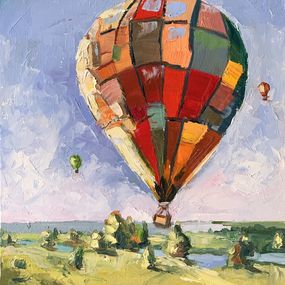 Painting, Landscape with colorful air balloon, Schagen Vita