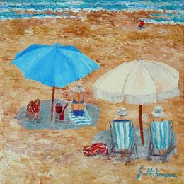 Painting, La Plage, Gyslaine Pachet-Micheneau