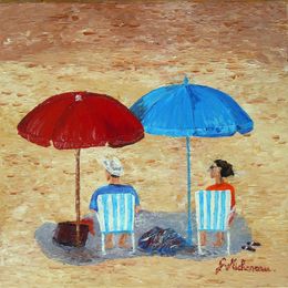 Painting, Parasol en duo, Gyslaine Pachet-Micheneau