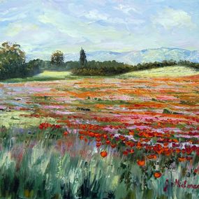 Peinture, Champ de coquelicots, Gyslaine Pachet-Micheneau