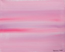 Peinture, Dynamic Rose - Abstraction minimaliste colorée, Laurence Lher