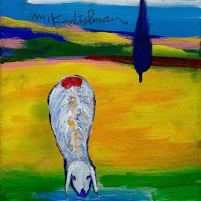 Painting, Sheep With Red Drinking, Menashe Kadishman