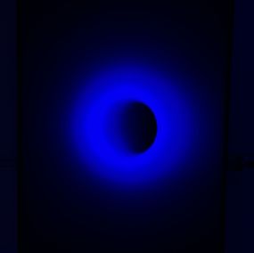 Skulpturen, Blue circular Light Hole with horizontal fade, Javier Toro Blum