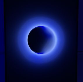 Escultura, White-Blue circular Light Hole with horizontal fade, Javier Toro Blum