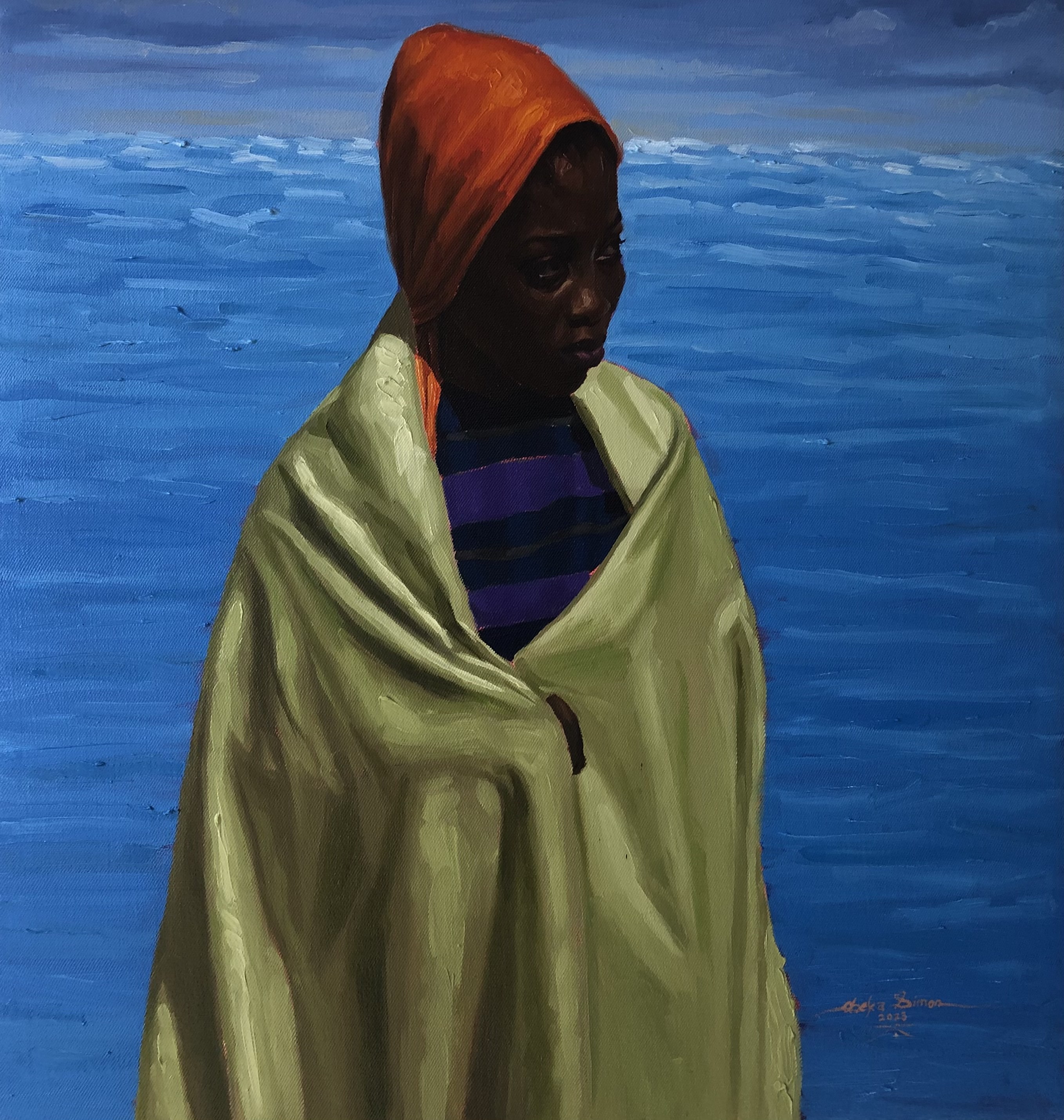 Obeka Simon, Having Done All, I Stand 2 - 21st Century, Contemporary, Landscape, Women, Oil Obeka Simon, Having Done All, I Stand 2 - 21st Century, Contemporary, Landscape, Women, Oil