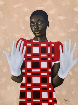 Pittura, Transparency - 21st Century, Contemporary, Figurative Portrait, Women, Red, Agboola Oladapo