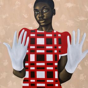 Painting, Transparency - 21st Century, Contemporary, Figurative Portrait, Women, Red, Agboola Oladapo