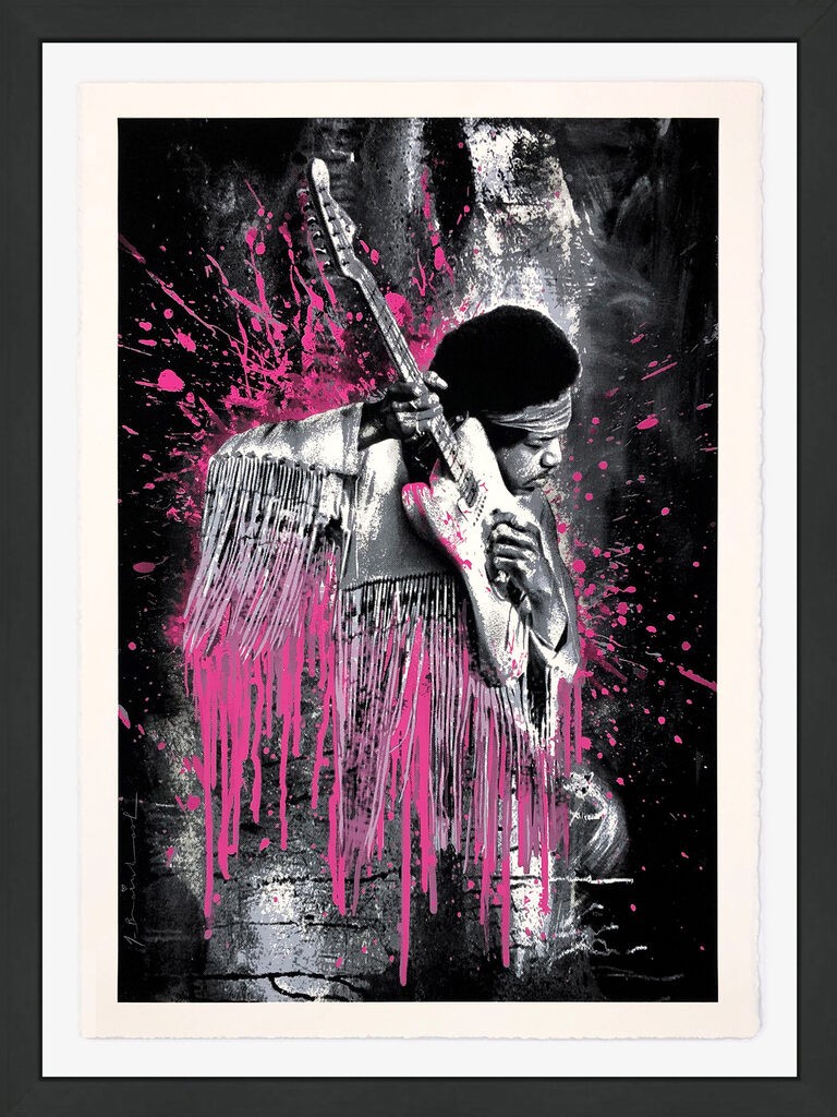 Mr Brainwash, Jimi - Pink (framed hand signed screen print) Mr Brainwash, Jimi - Pink (framed hand signed screen print)