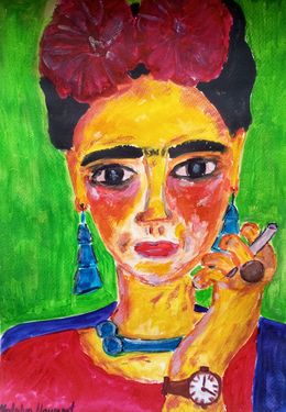 Fine Art Drawings, Frida with cigarette, Natalya Mougenot