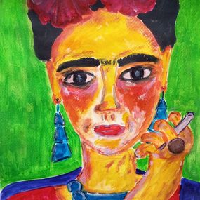 Fine Art Drawings, Frida with cigarette, Natalya Mougenot